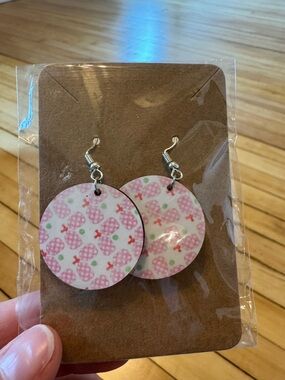 Pickleball Round Pink Earrings